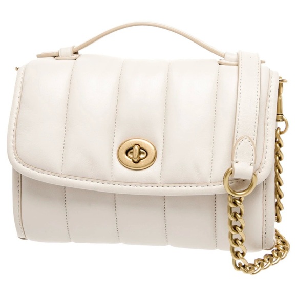 Coach cream Quilted Crossbody Bag with Gold Chain - Picture 16 of 16